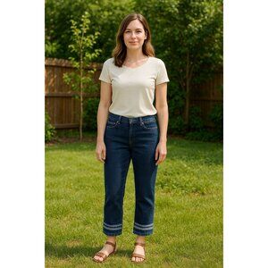 Talbots Petite Stretch Size 2P Capri Denim Jeans Dark Wash